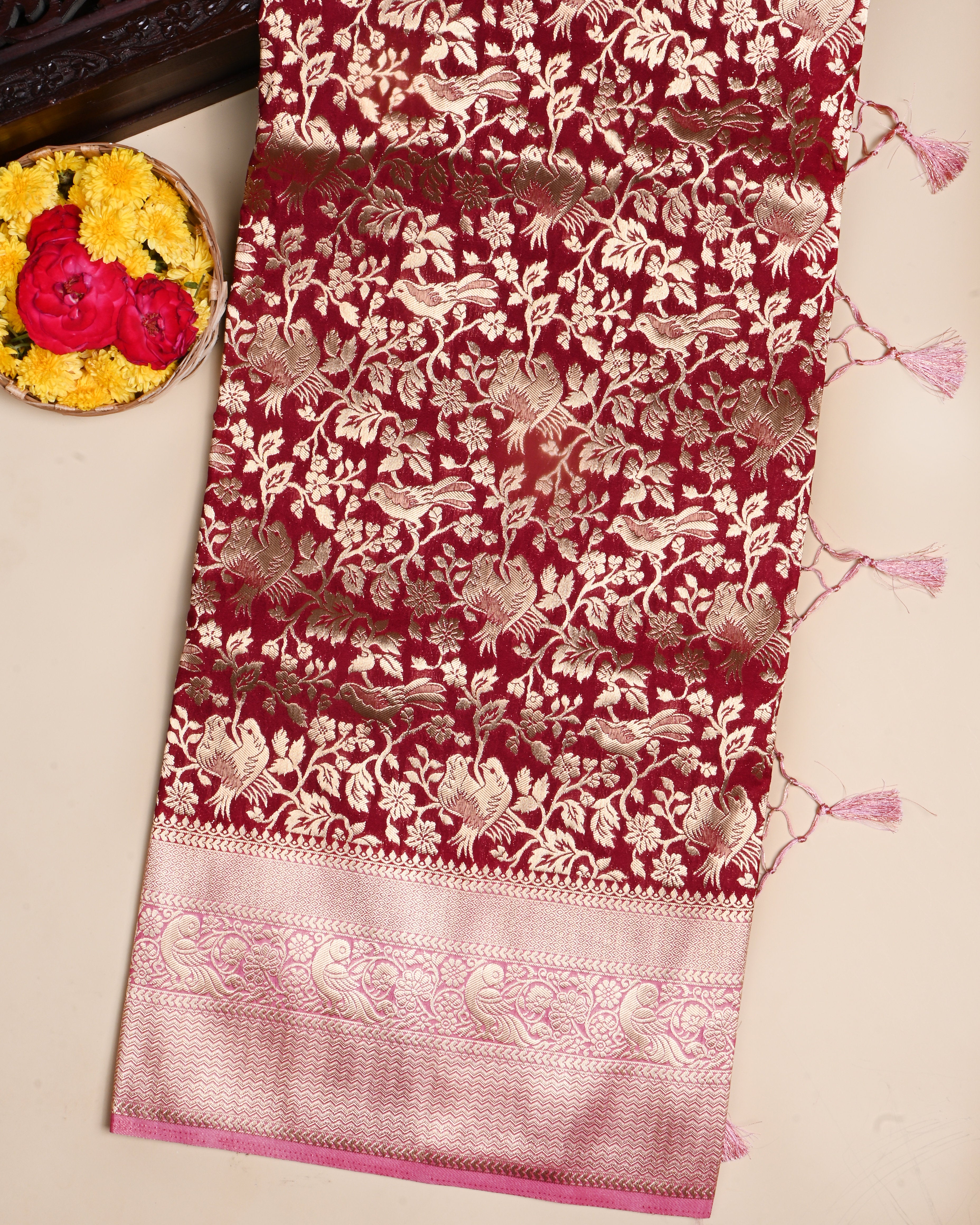 Maroon Color Silk Saree