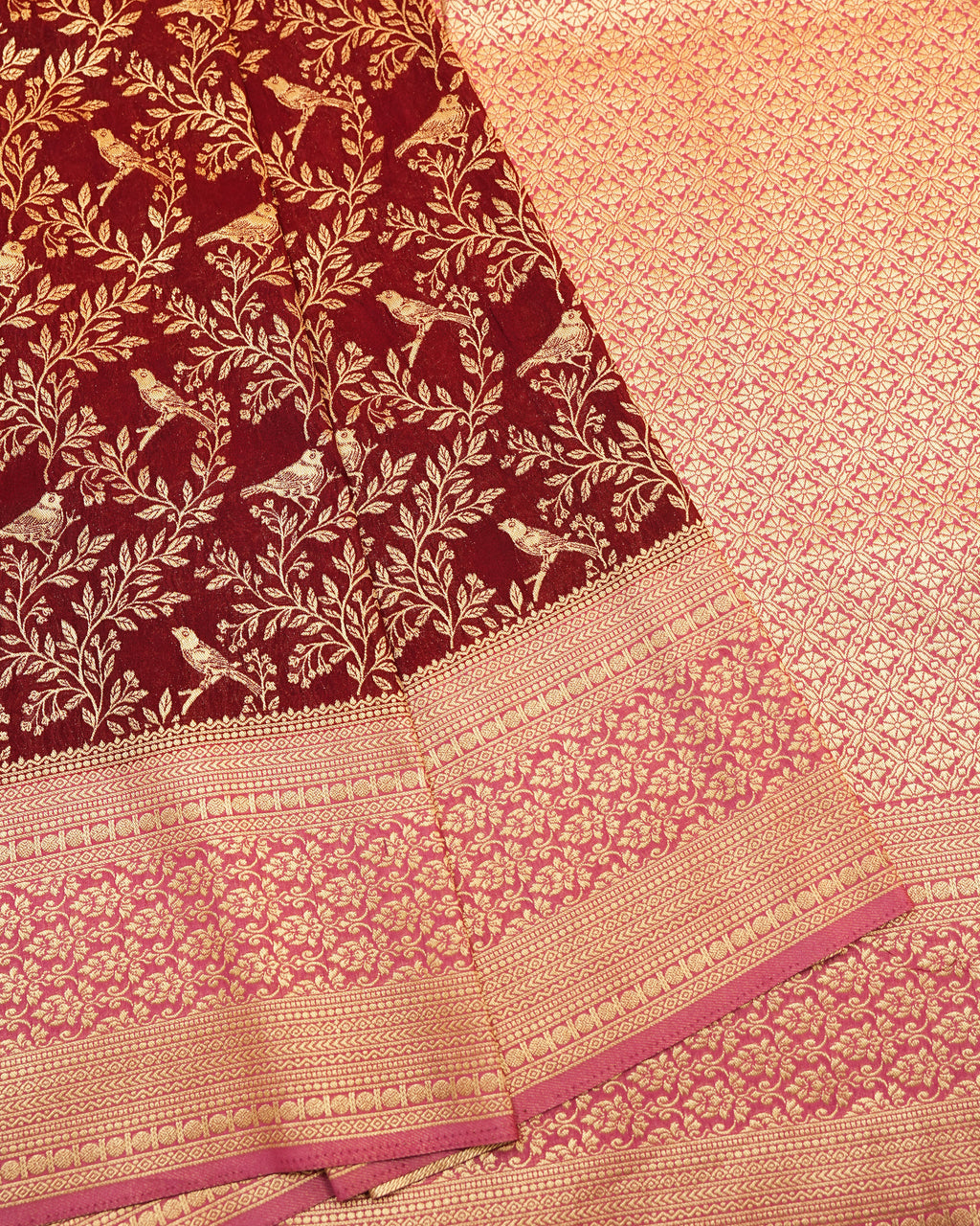 Maroon color Silk Saree