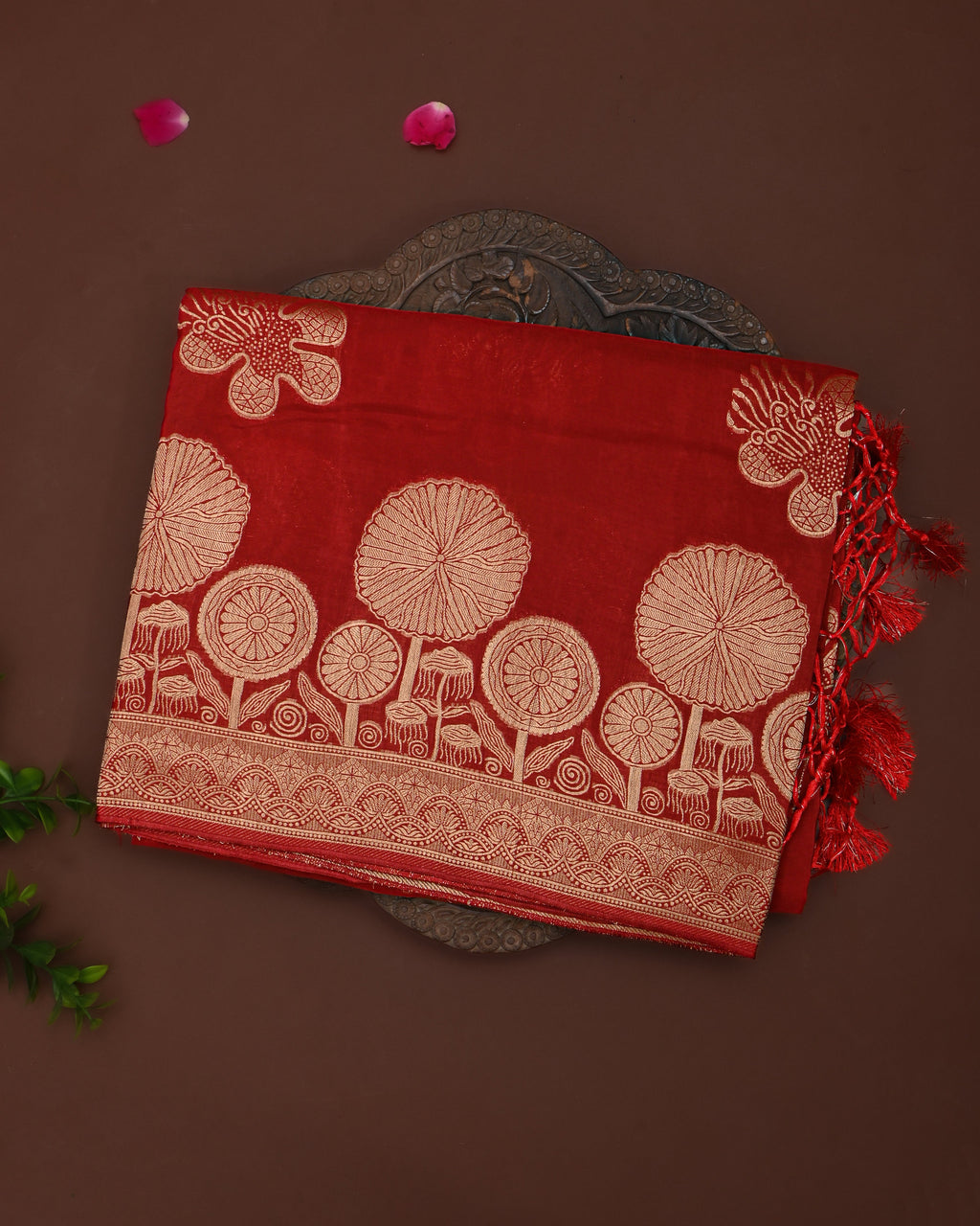 Maroon color Silk Saree