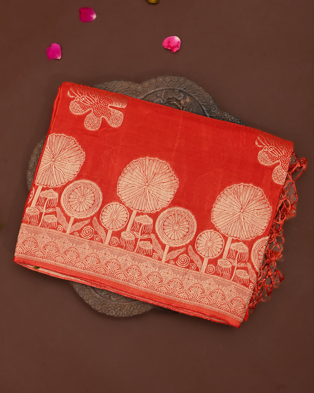 Orange color Silk Saree