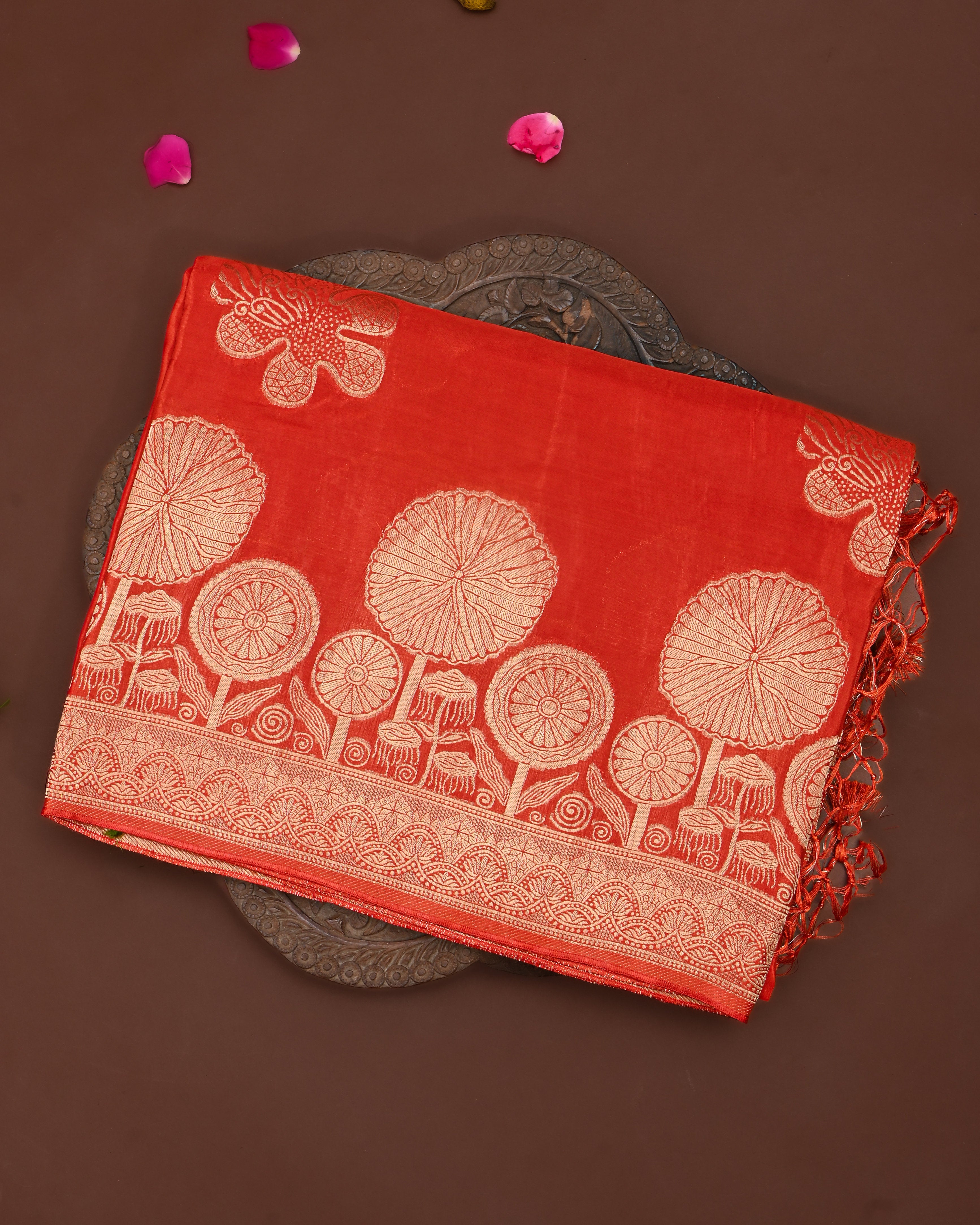 Orange color Silk Saree