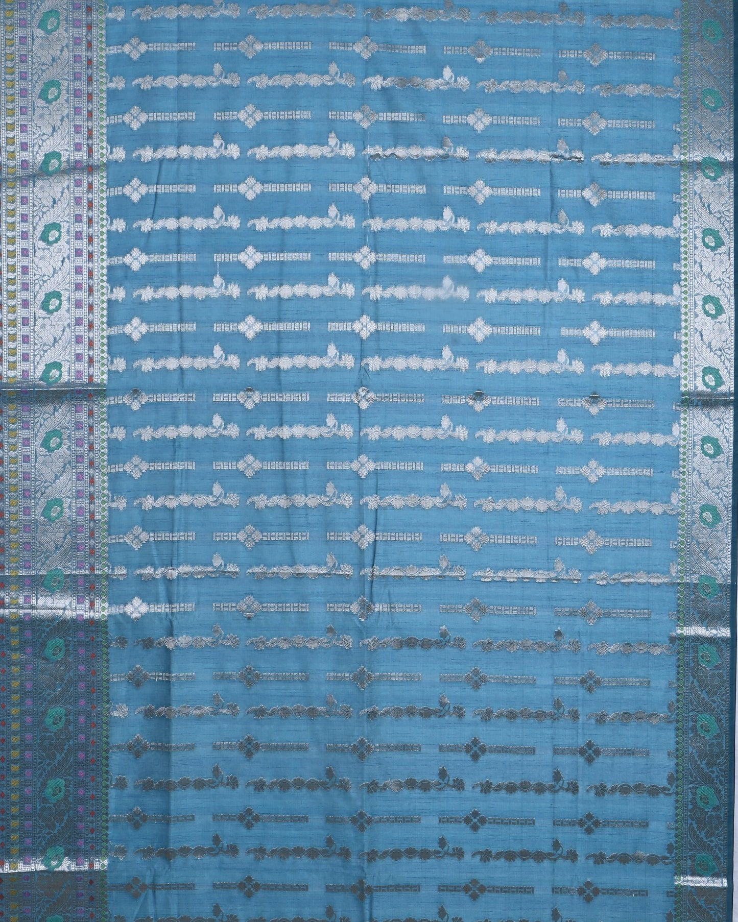 Ferozi color Silk Saree