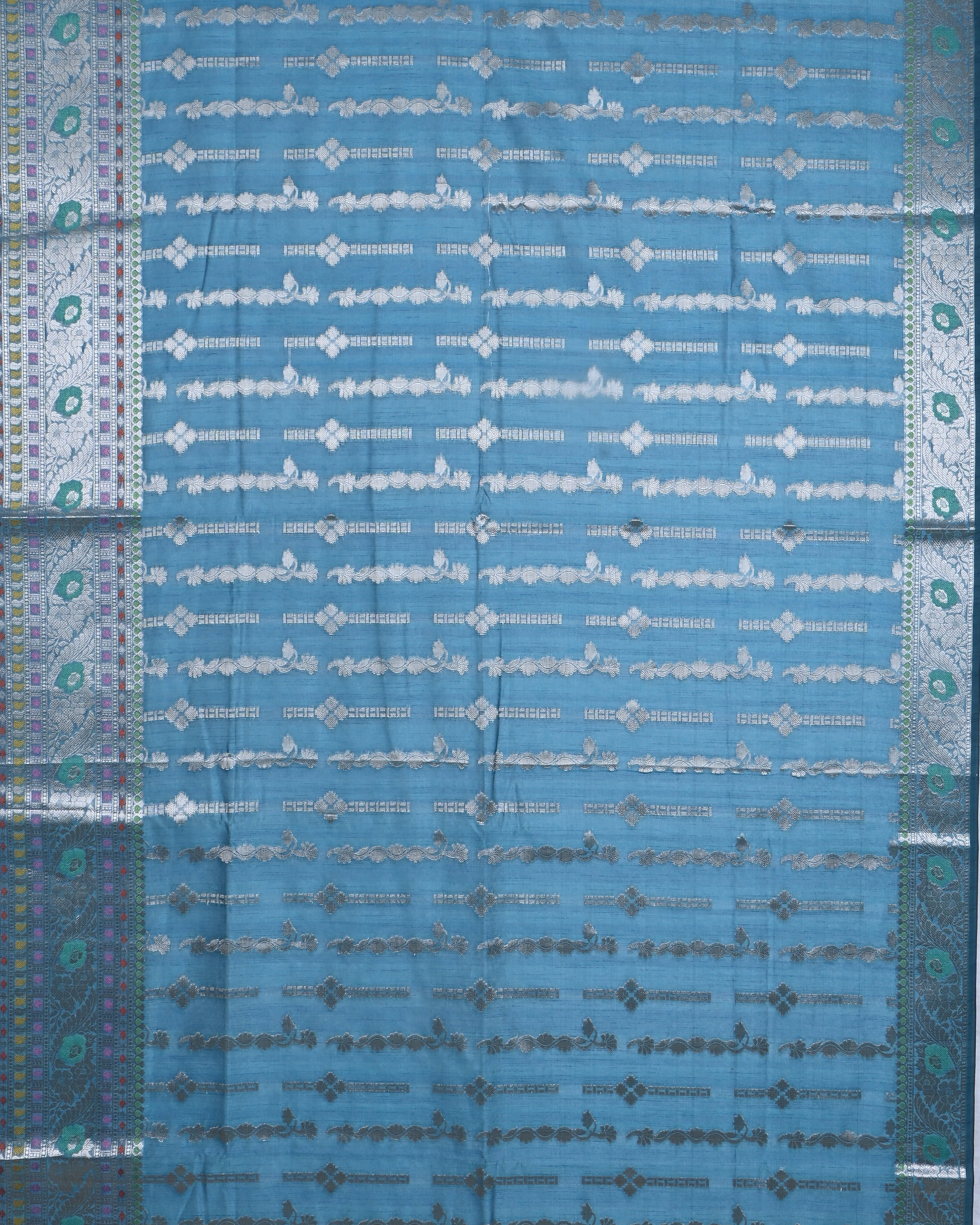 Ferozi color Silk Saree