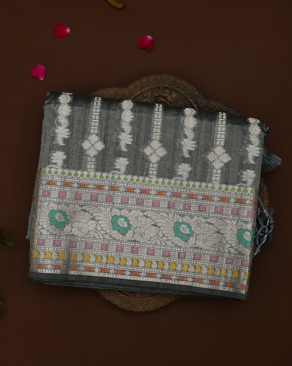 Grey color Silk Saree