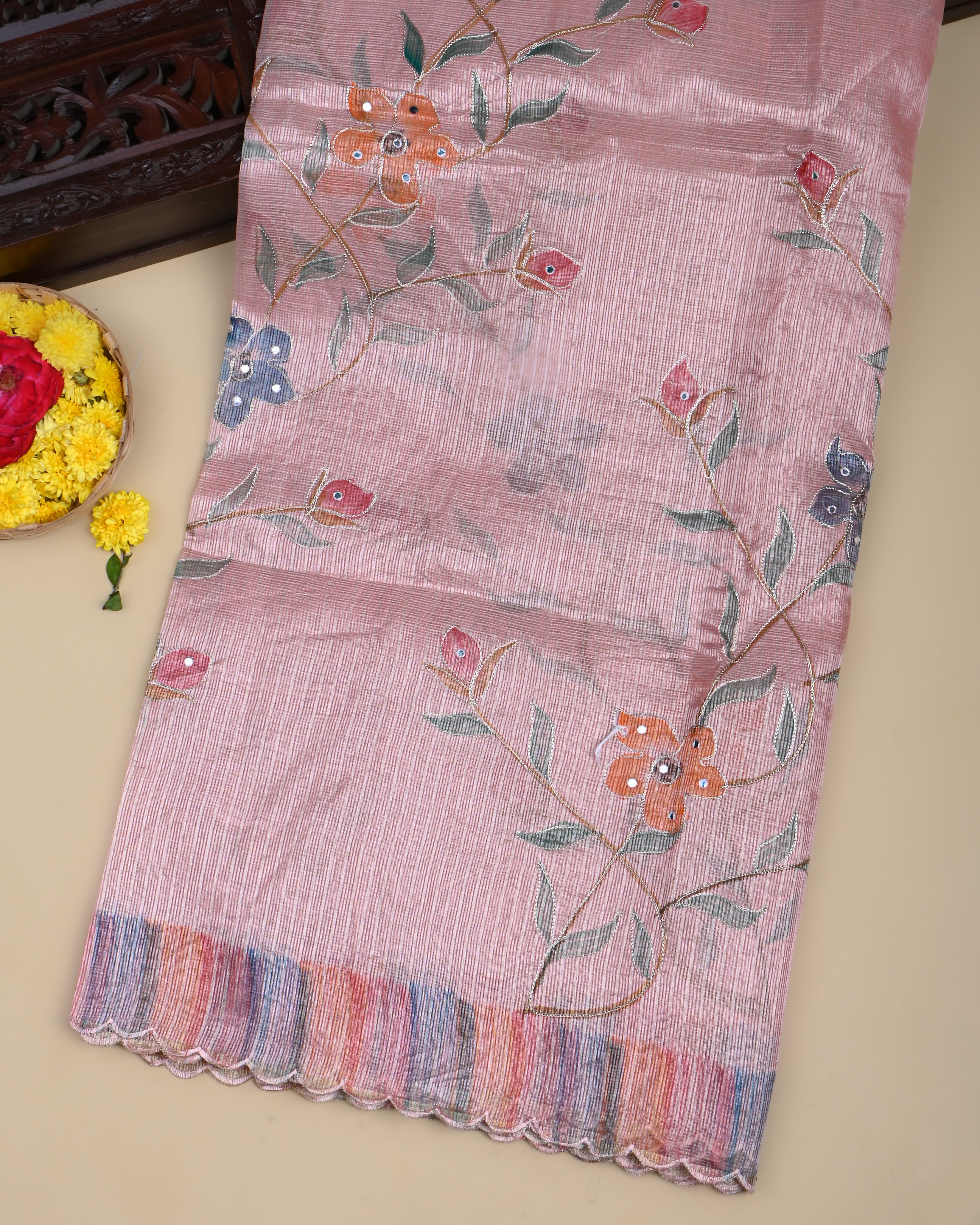 Pink Color Tissue Saree