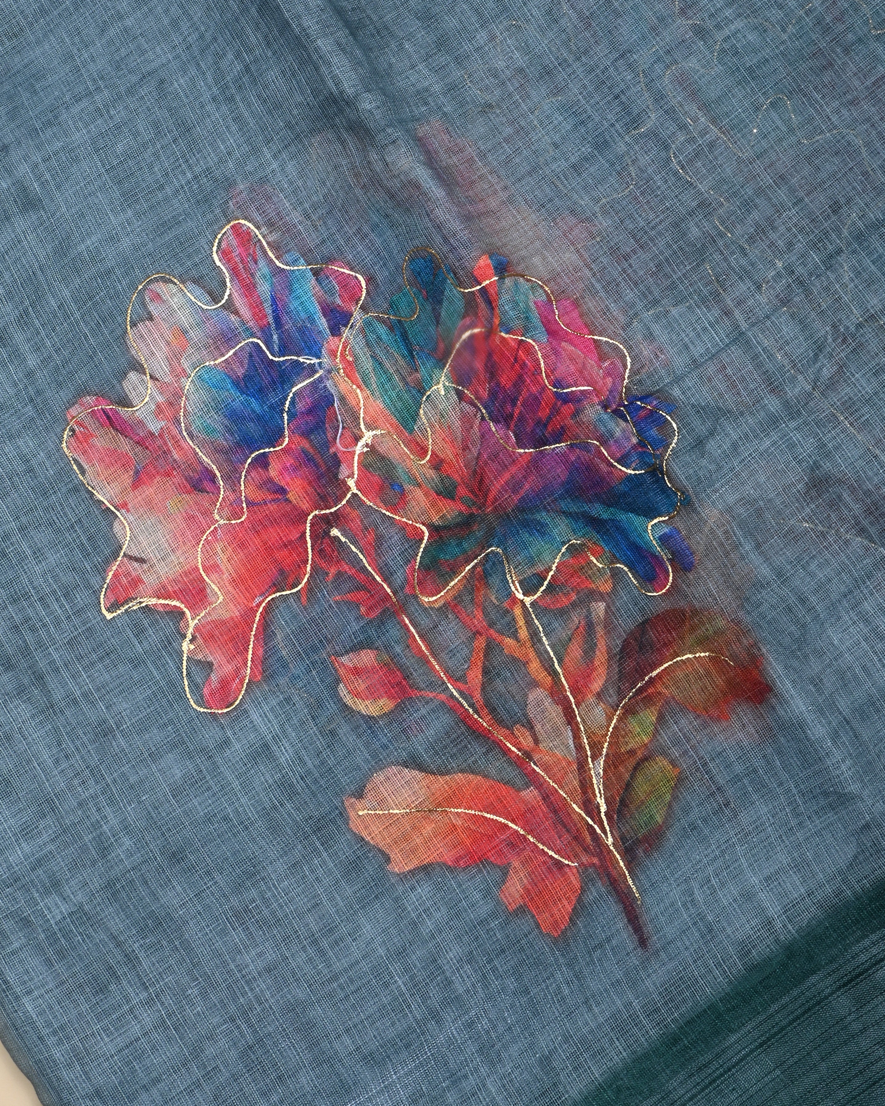 Ferozi Color Lenin Saree