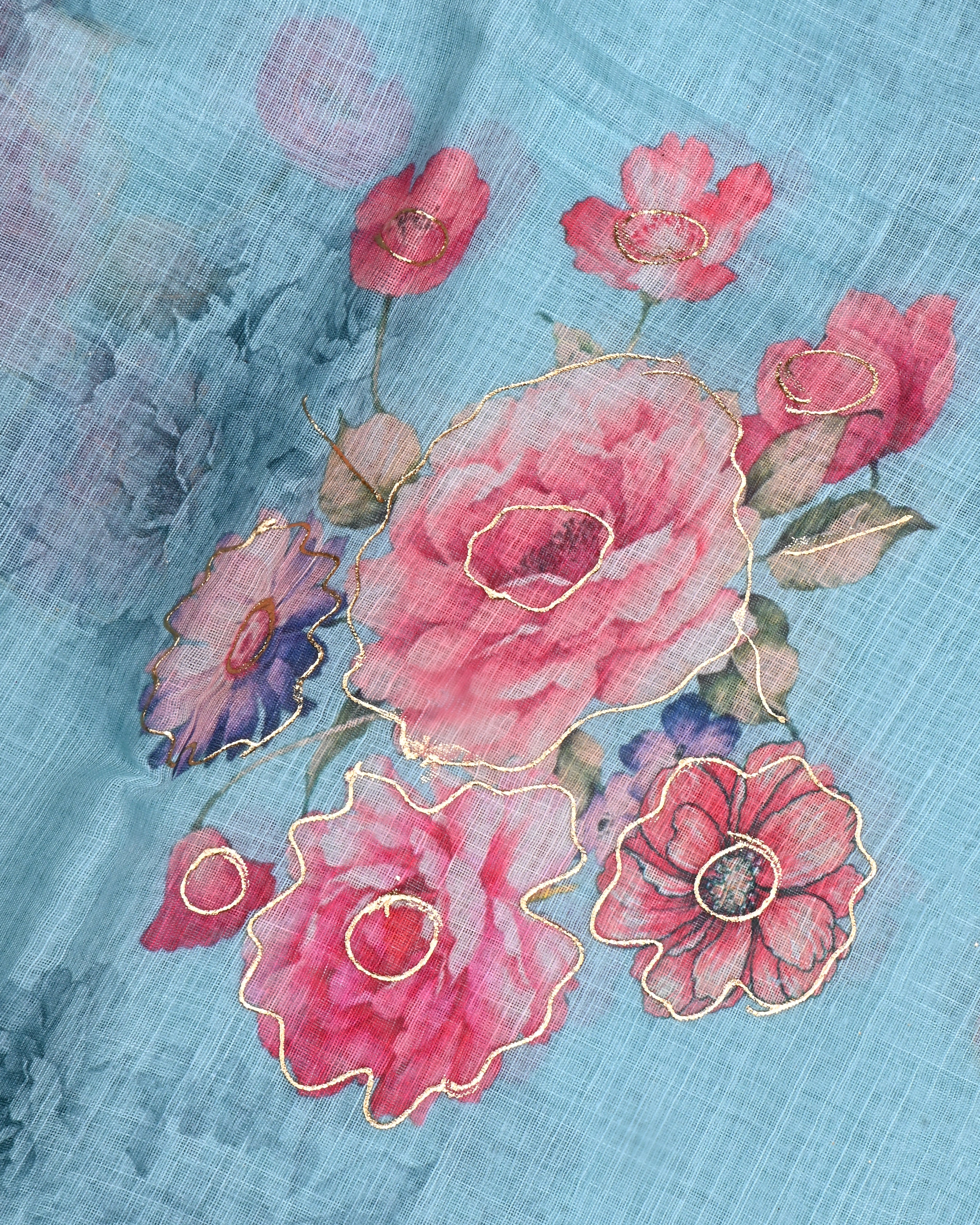 Ferozi Color Lenin Saree