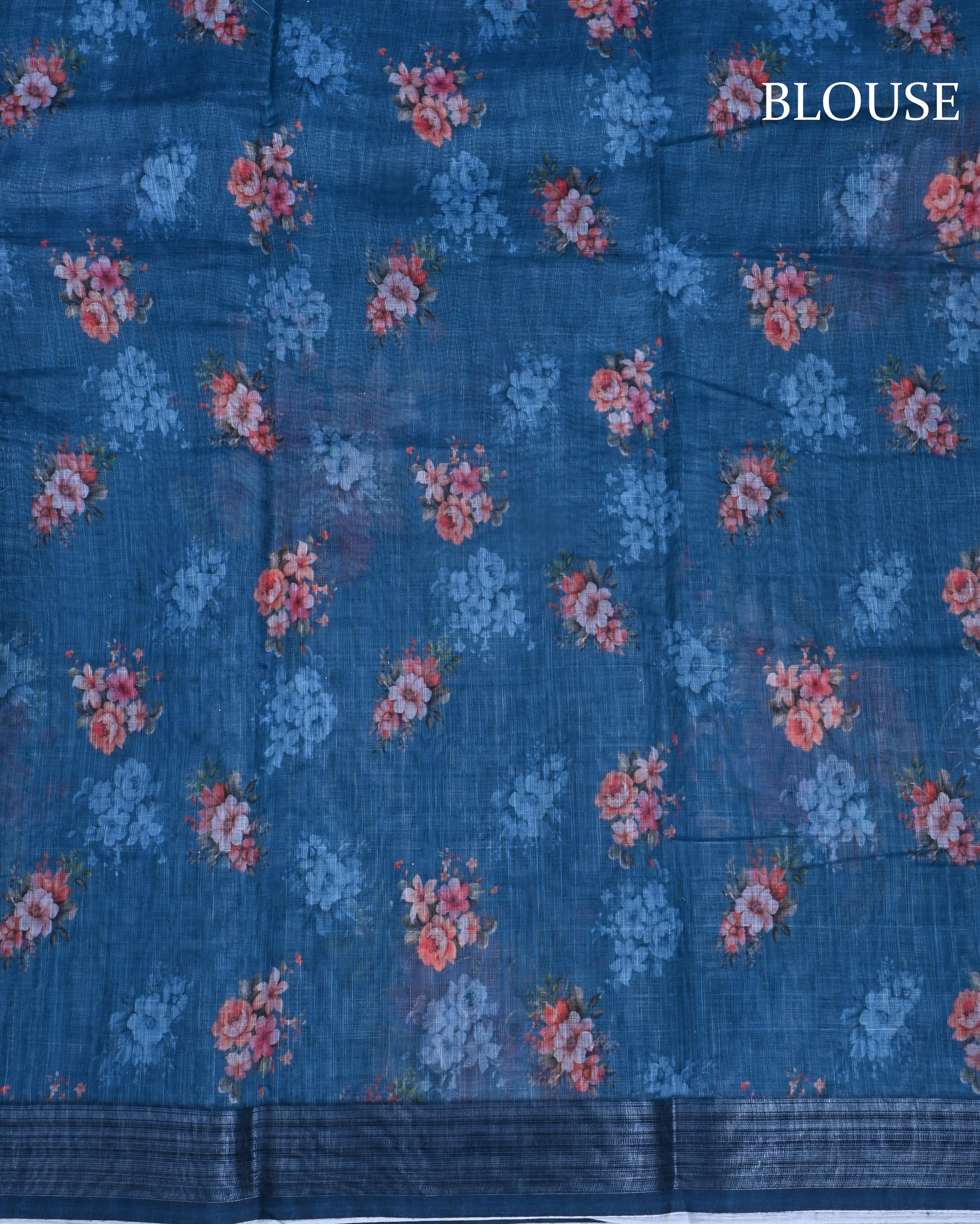 Navy Blue Color Lenin Saree