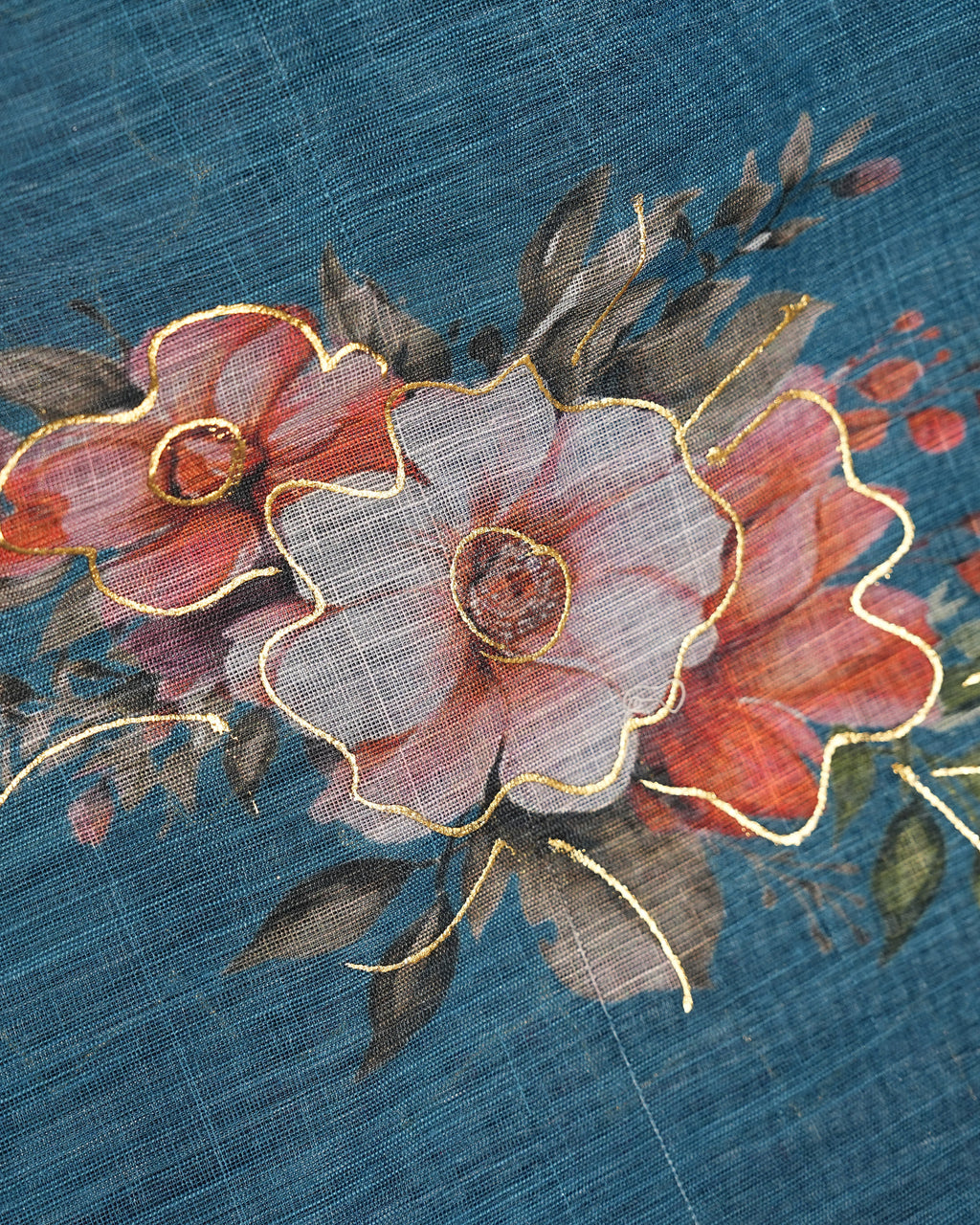 Navy Blue color Lenin Saree