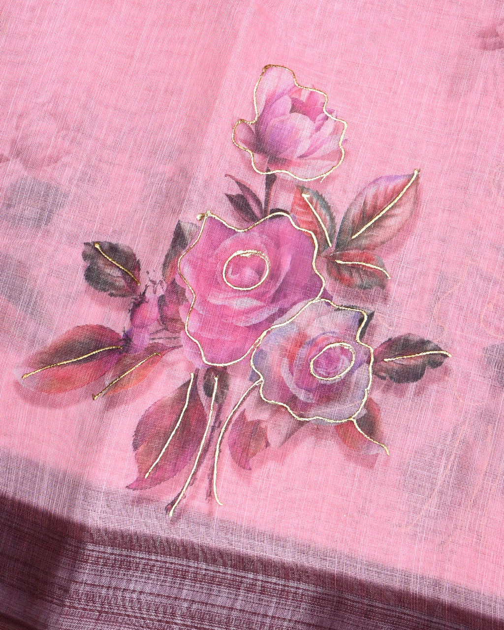 Pink Color Lenin Saree