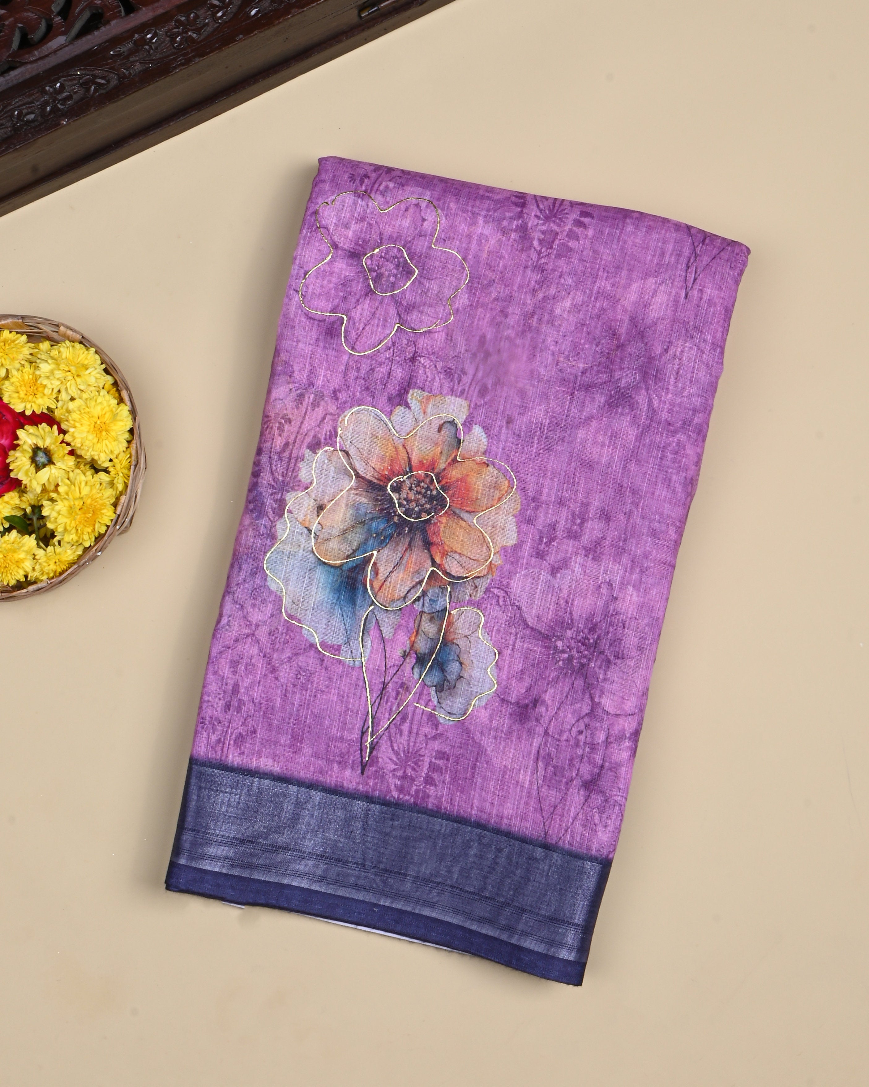 Pink Color Lenin Saree