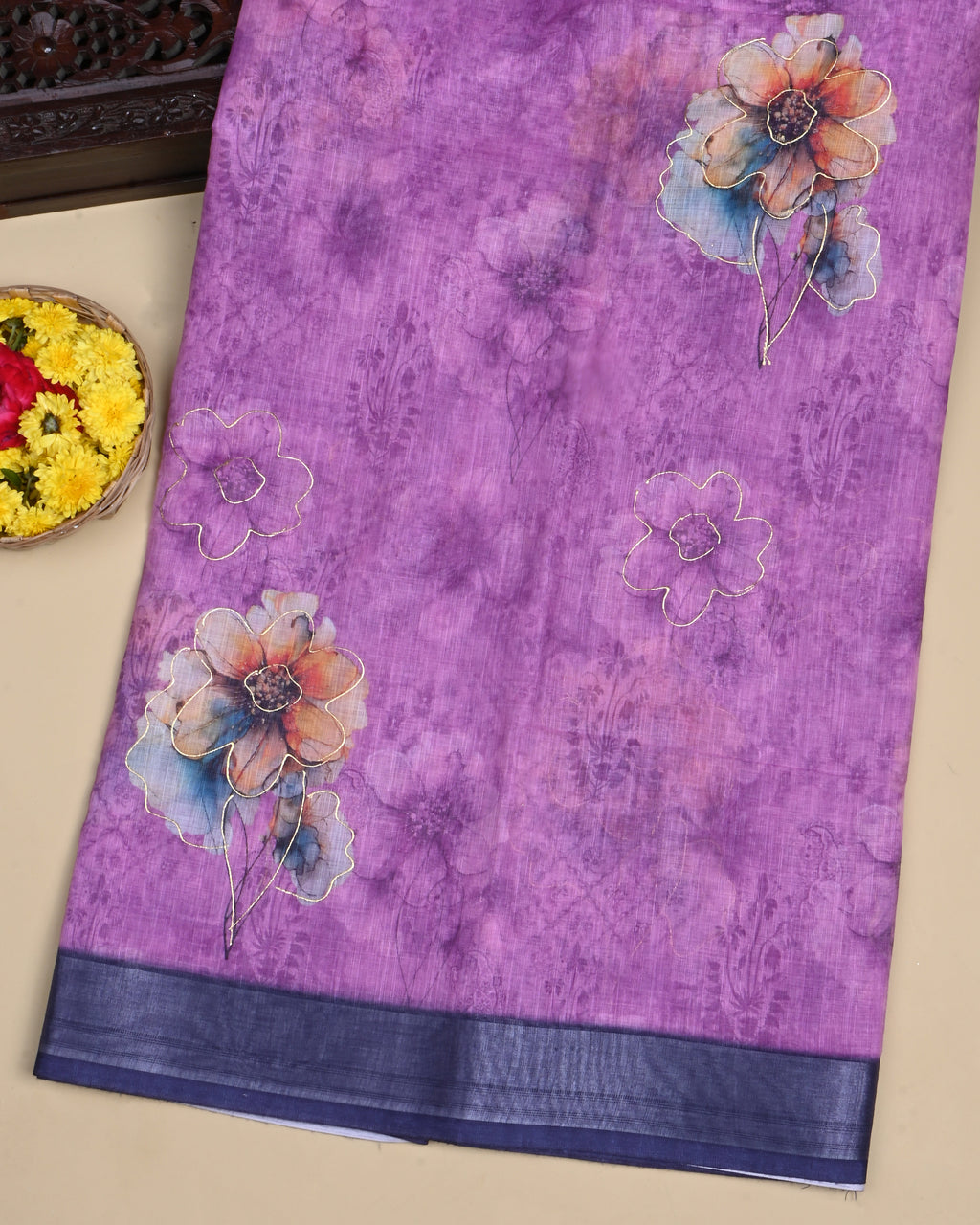 Pink Color Lenin Saree