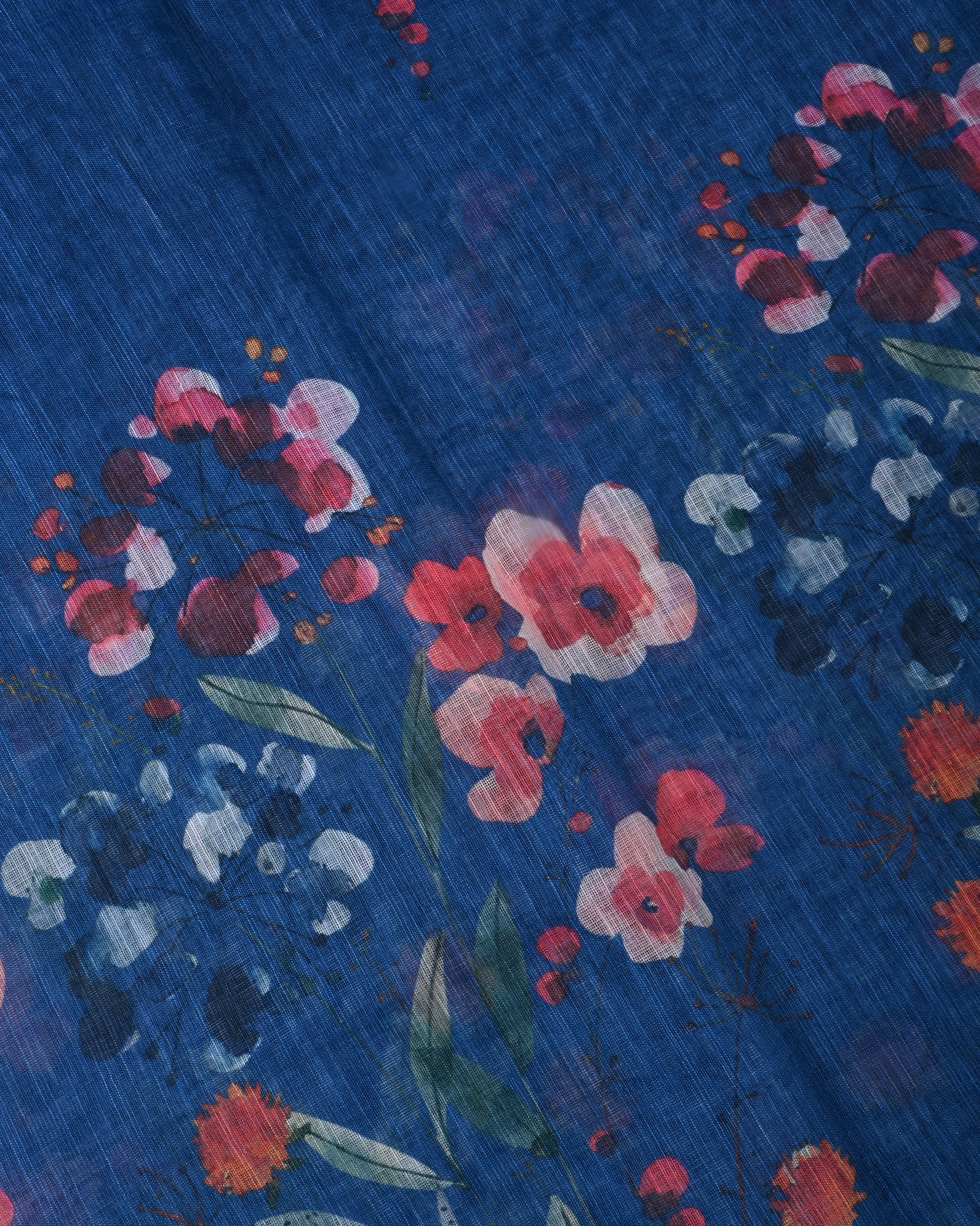 Navy Blue Color Lenin Saree