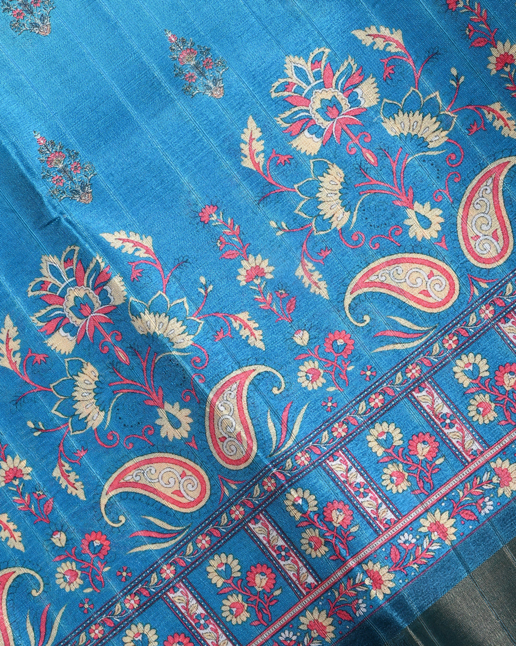 Ferozi Color Silk Saree