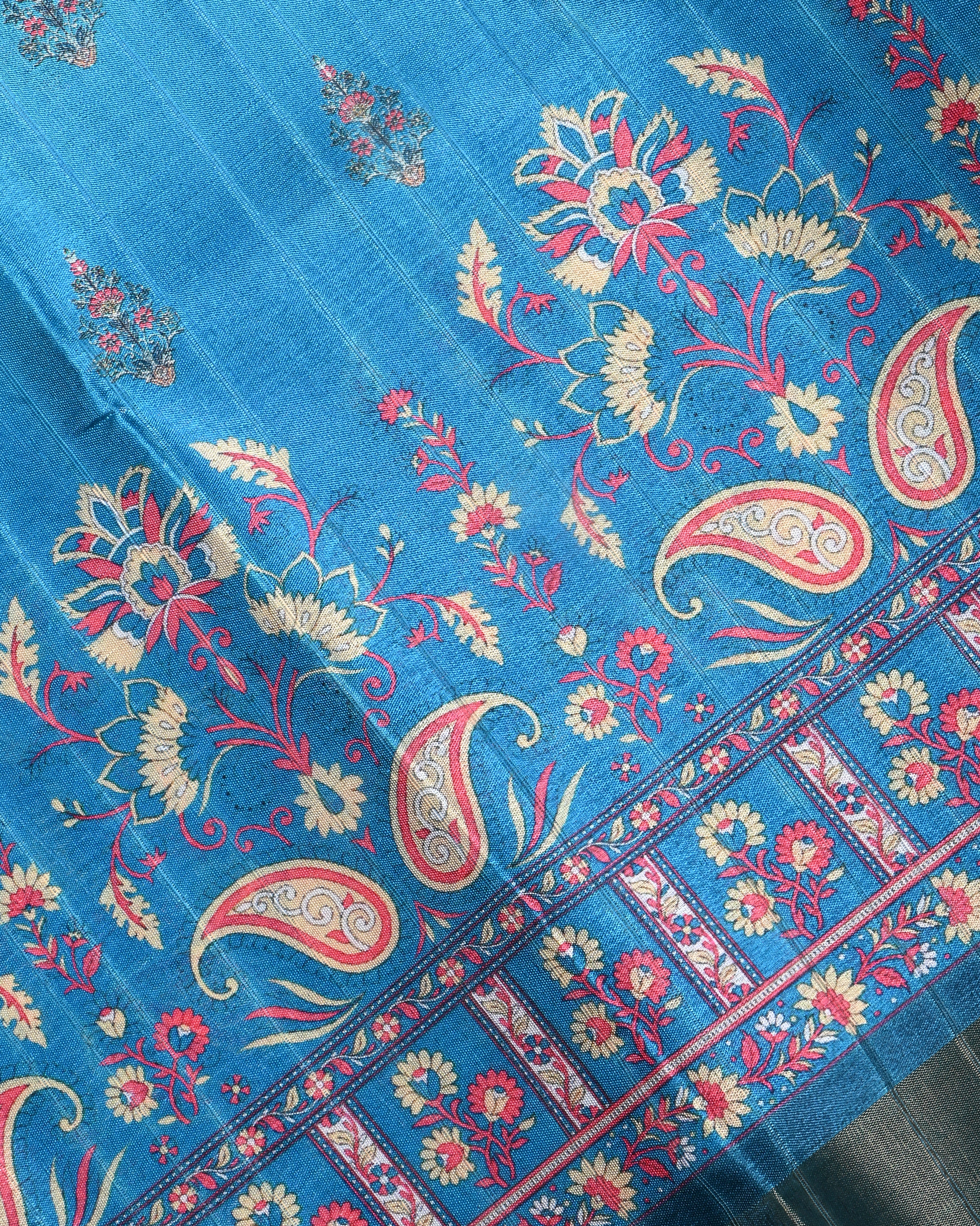 Ferozi Color Silk Saree
