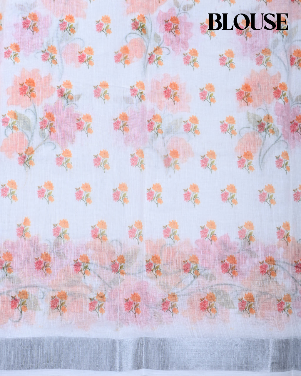 Off White Color Lenin Saree