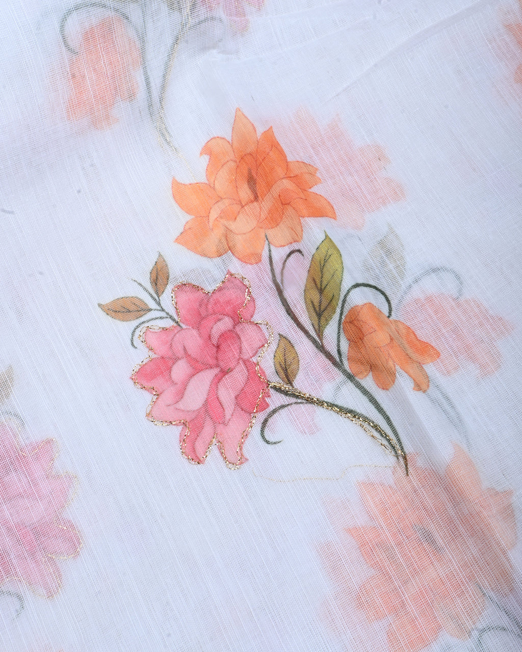 Off White Color Lenin Saree