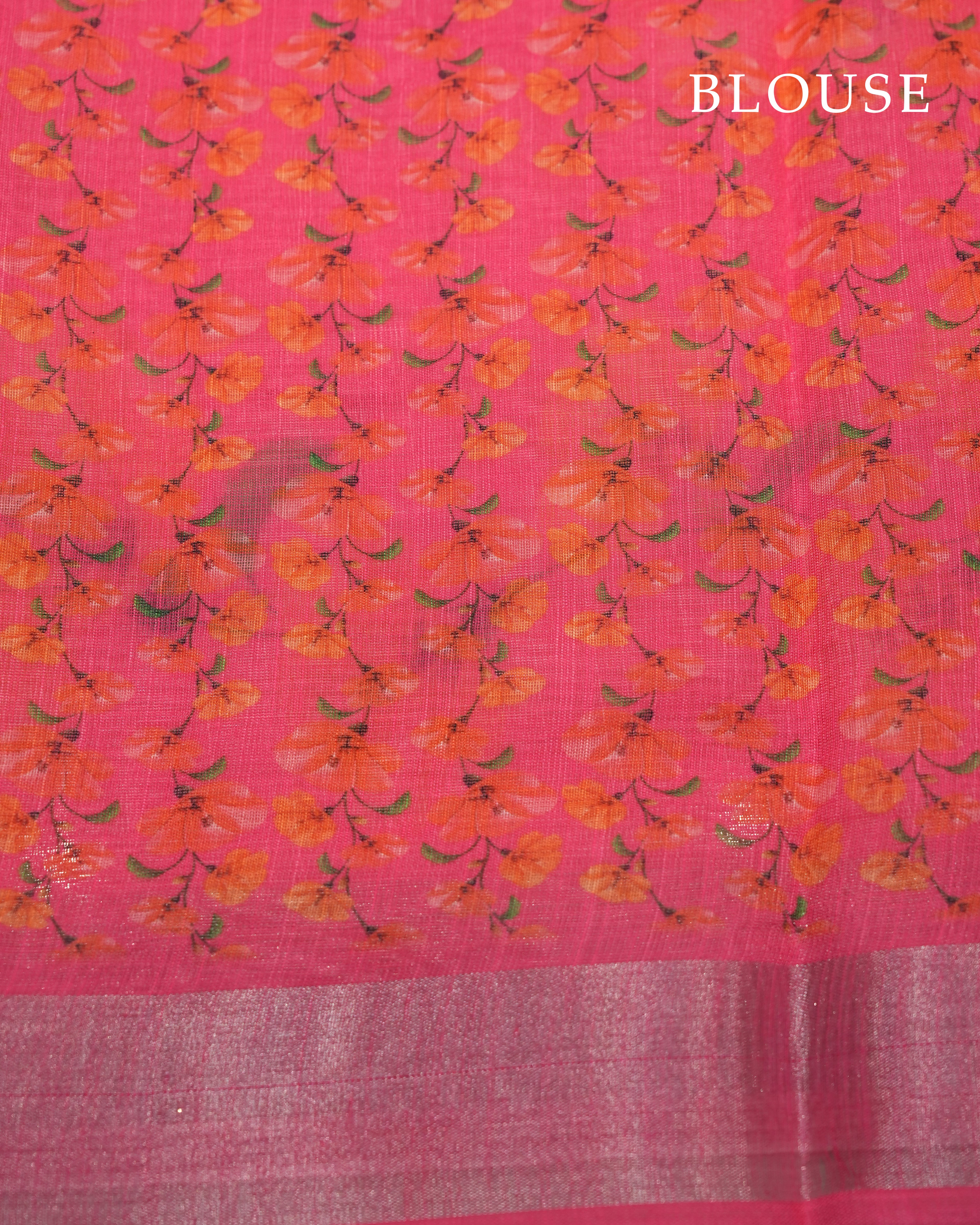 Pink color Lenin Saree