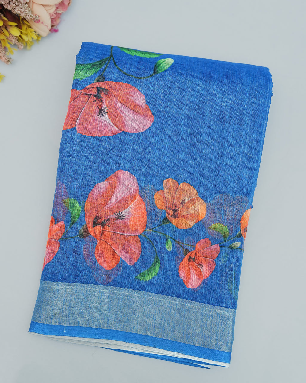 Ferozi color Lenin Saree