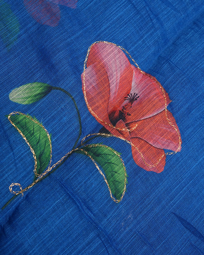 Ferozi color Lenin Saree