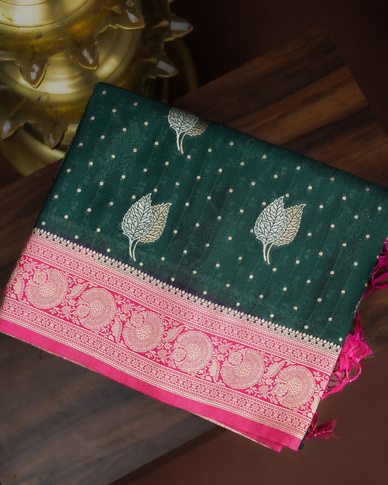 Bottle Green Color Silk Saree