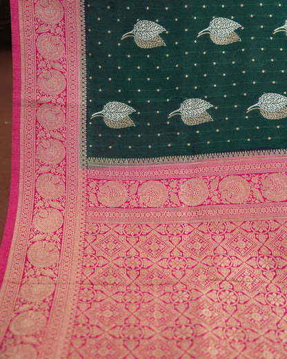 Bottle Green Color Silk Saree