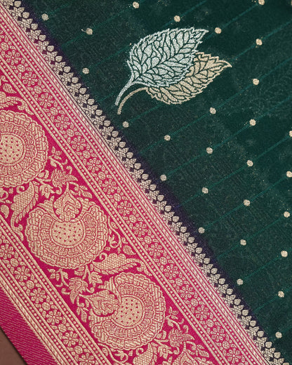 Bottle Green Color Silk Saree