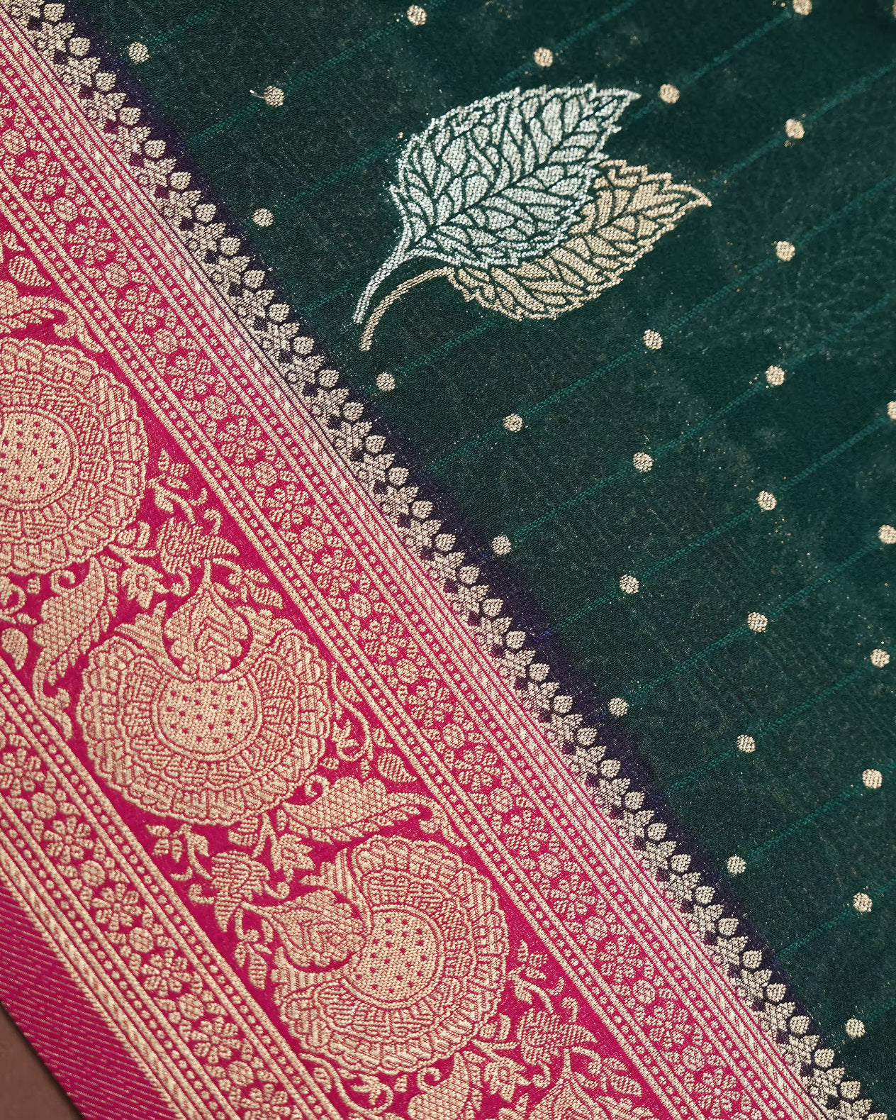 Bottle Green Color Silk Saree