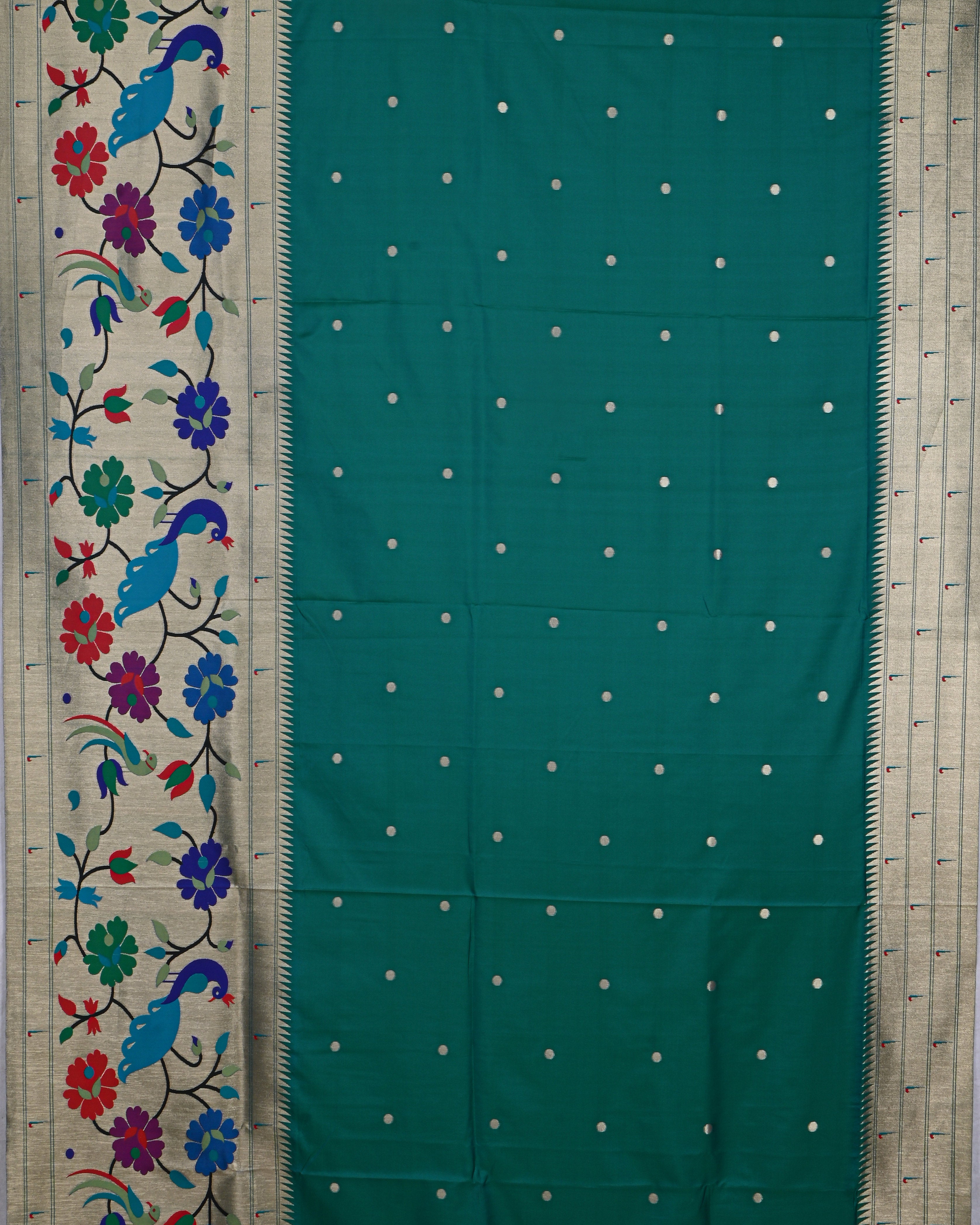 Peacock Blue color Silk Saree