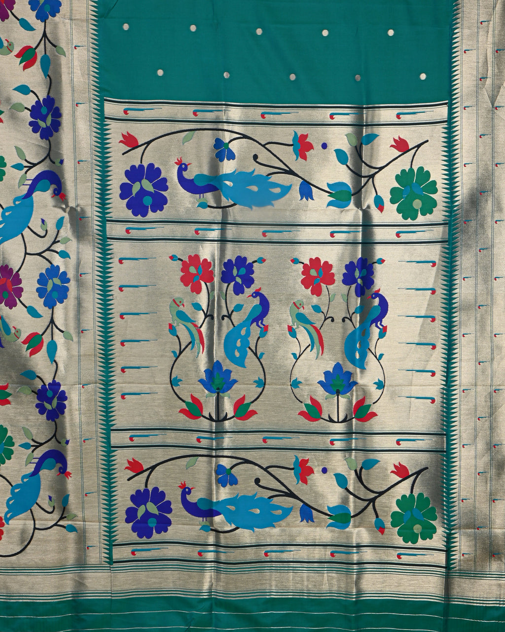 Peacock Blue color Silk Saree