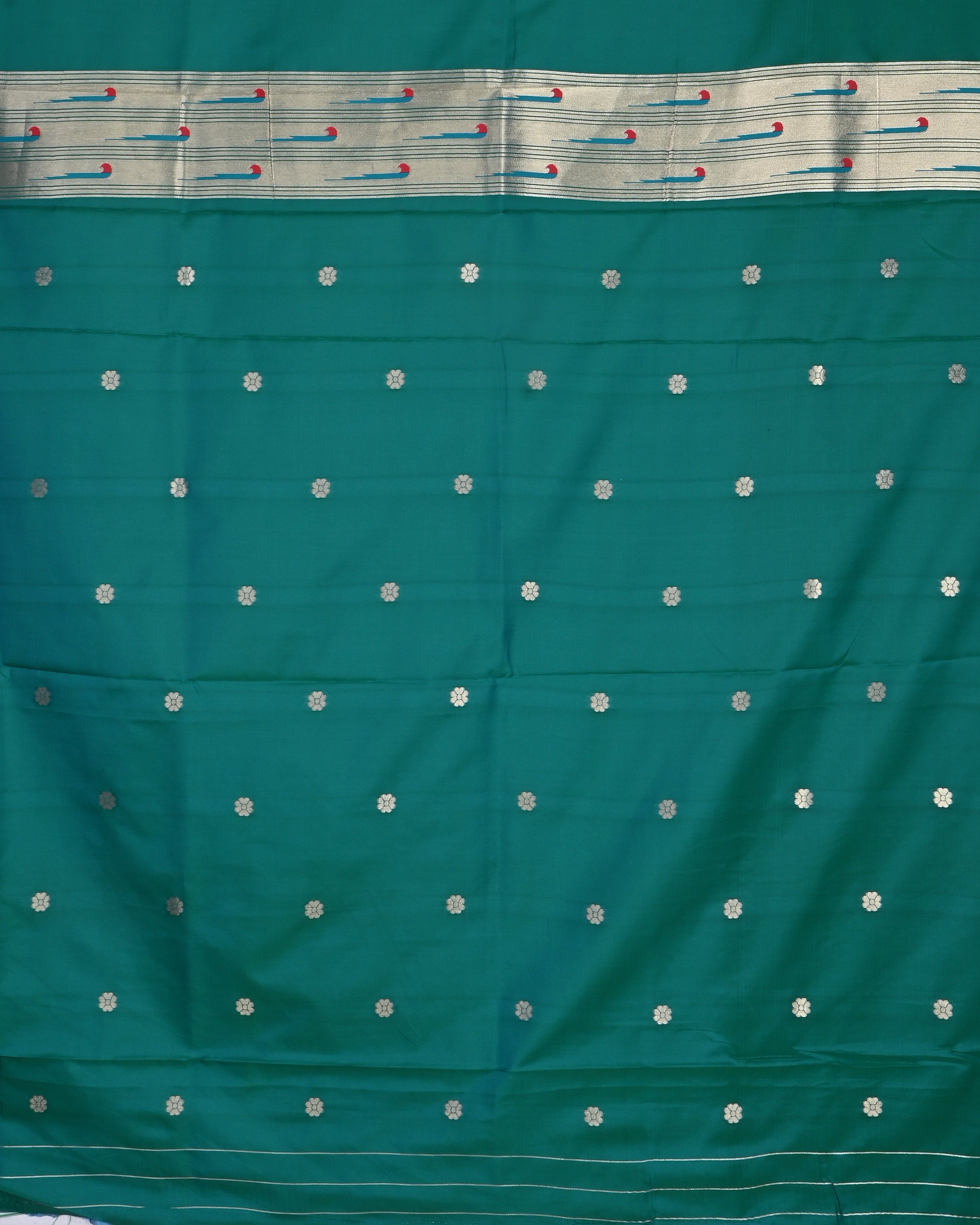 Peacock Blue color Silk Saree