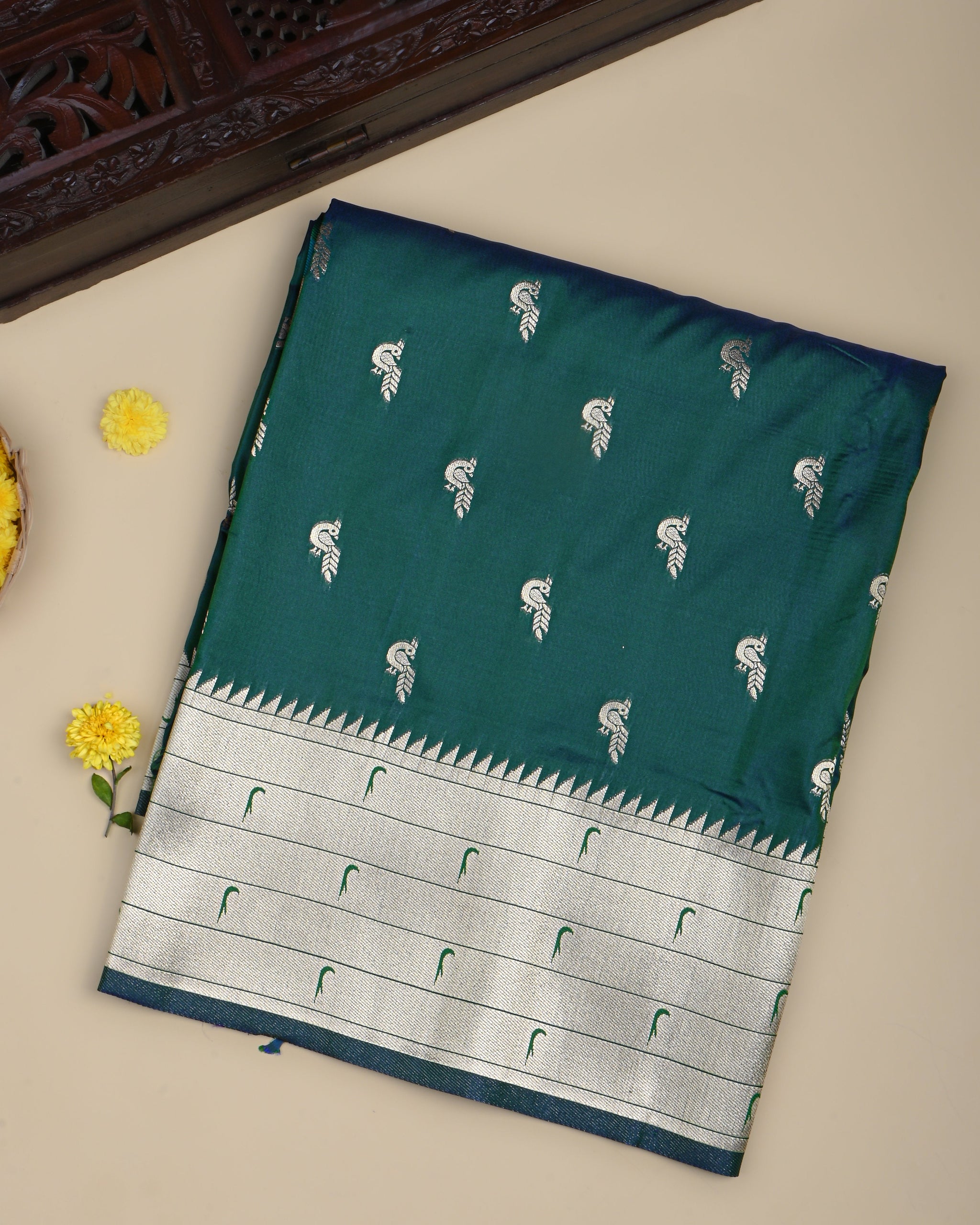 Ferozi Color Silk Saree