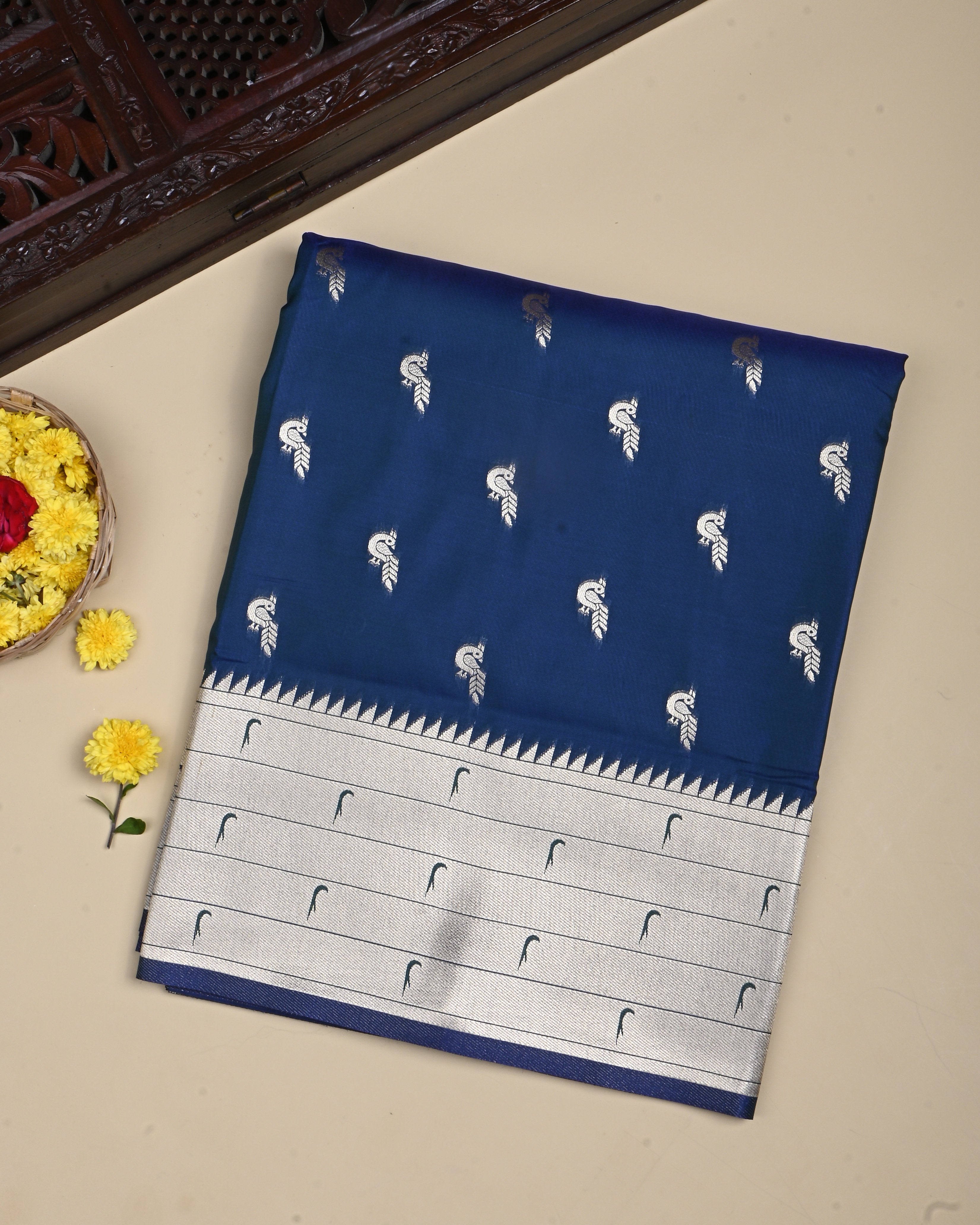 Navy Blue Color Silk Saree