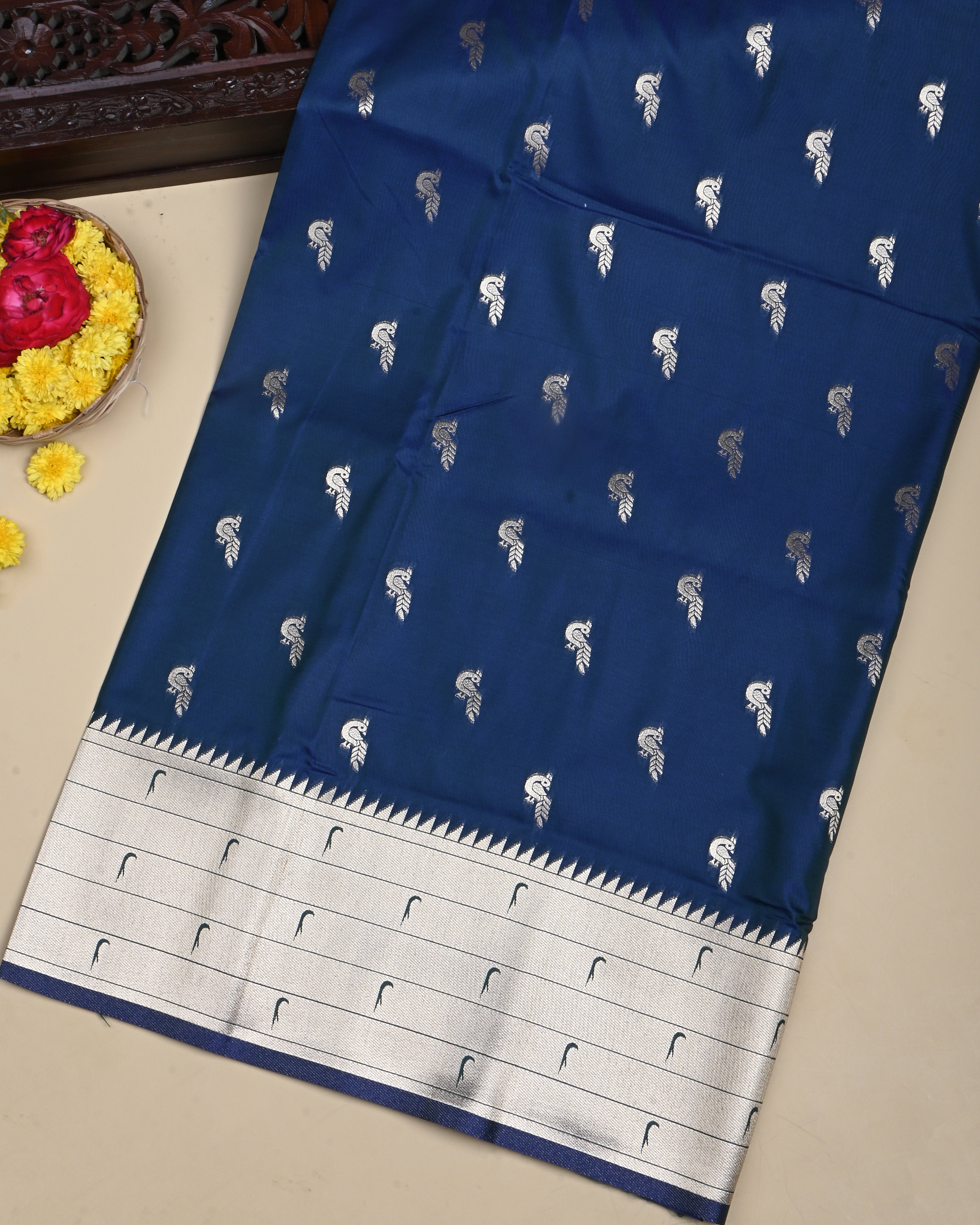 Navy Blue Color Silk Saree