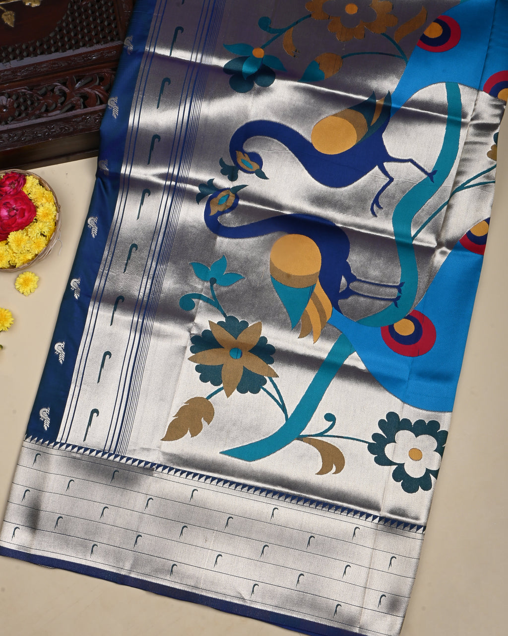 Navy Blue Color Silk Saree