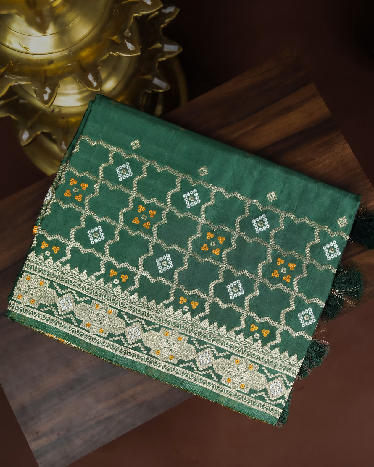 Bottle Green Color Silk Saree