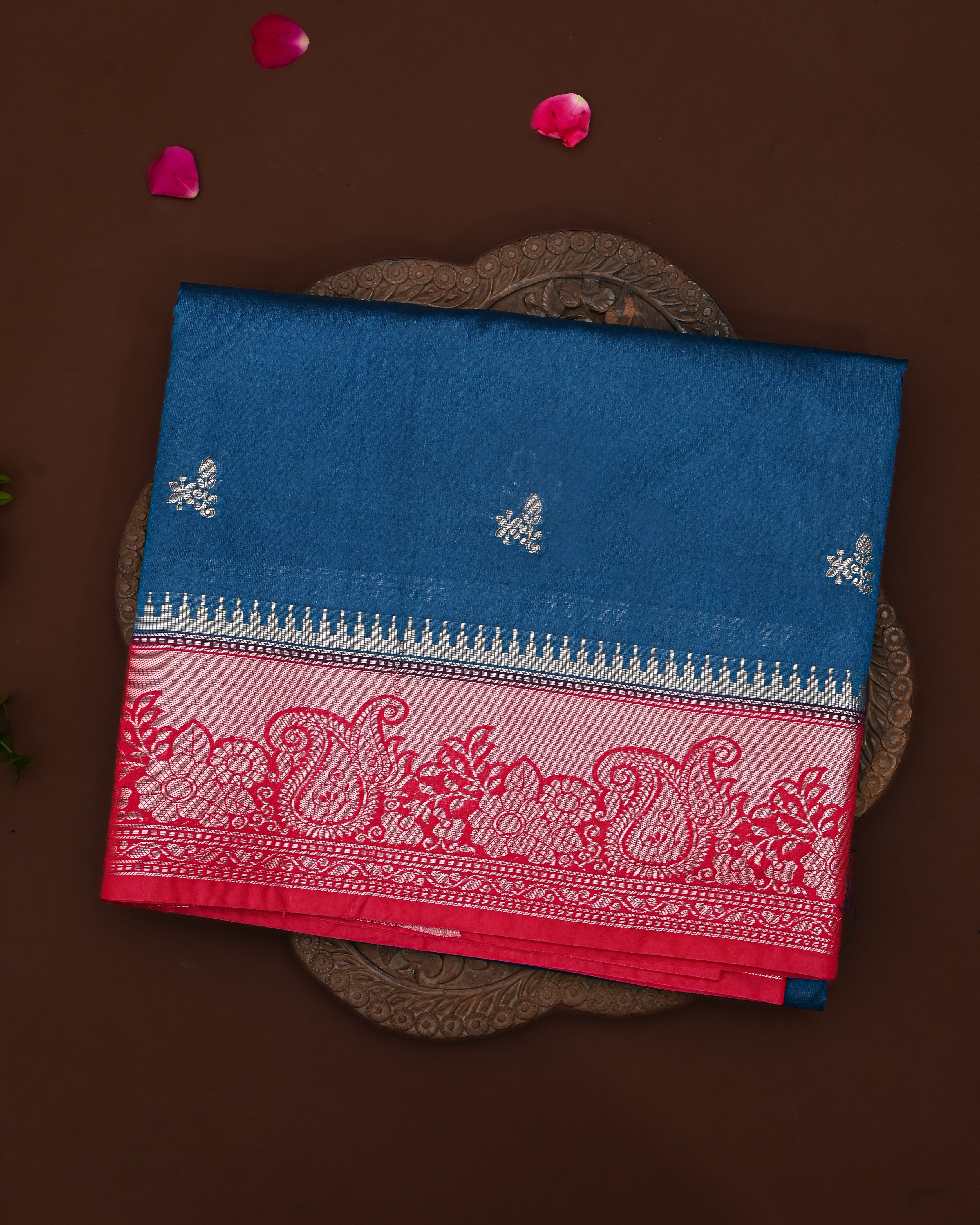 Navy Blue color Silk Saree