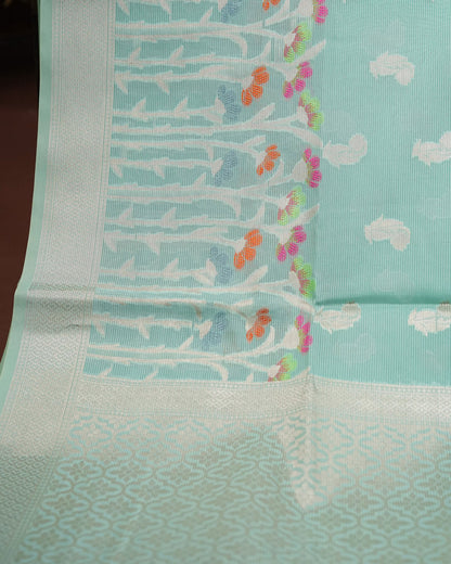 Ferozi Color Organza Saree