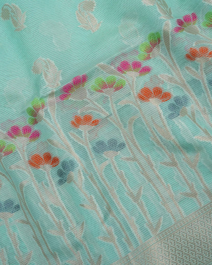 Ferozi Color Organza Saree