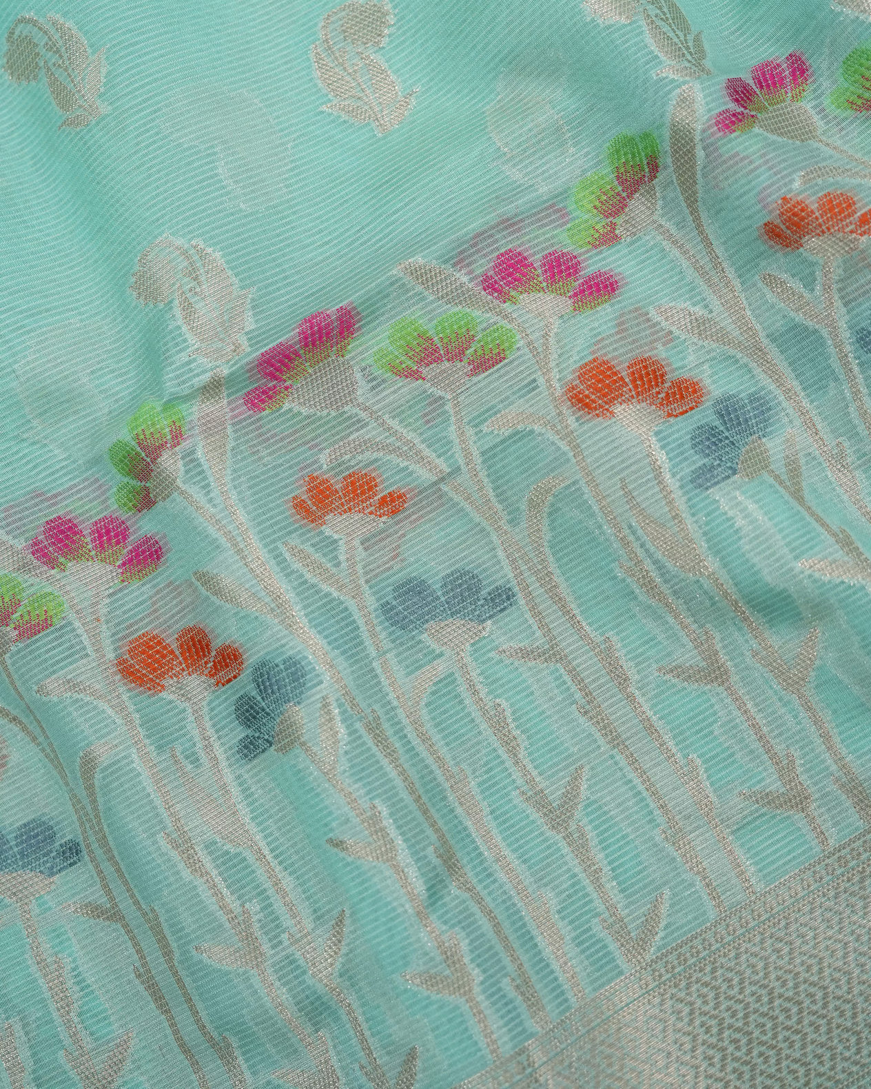 Ferozi Color Organza Saree