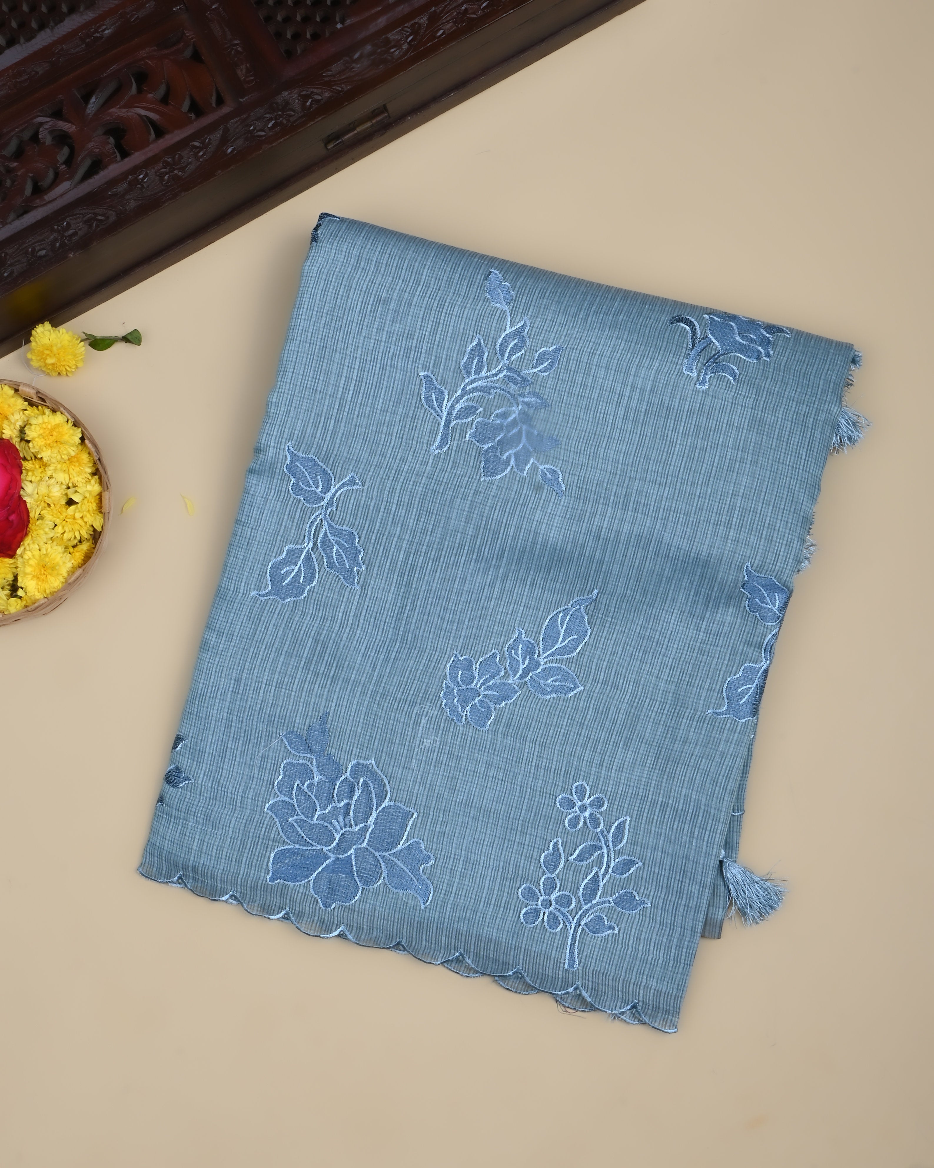 Ferozi Color Silk Kota Saree