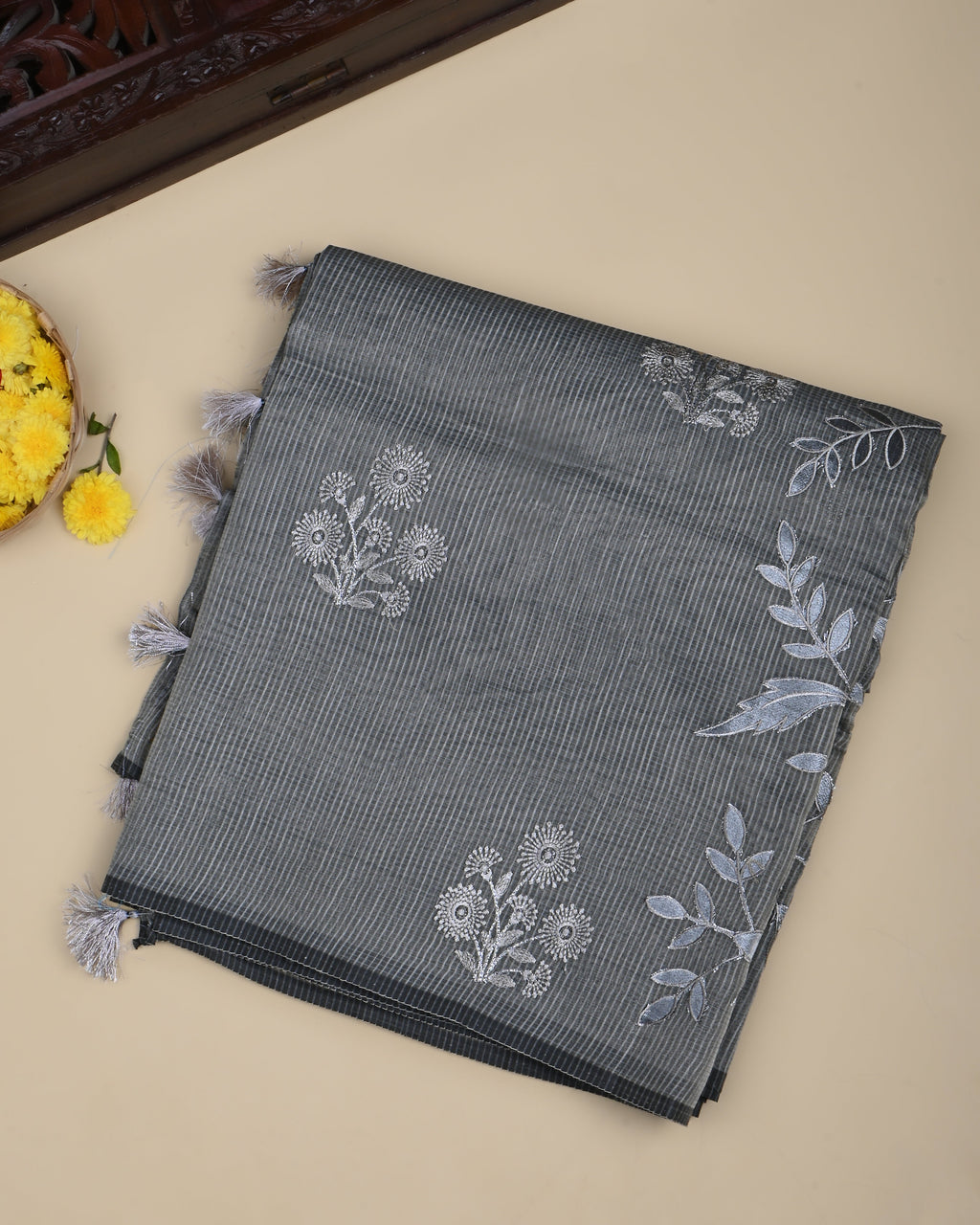 Grey Color Silk Kota Saree