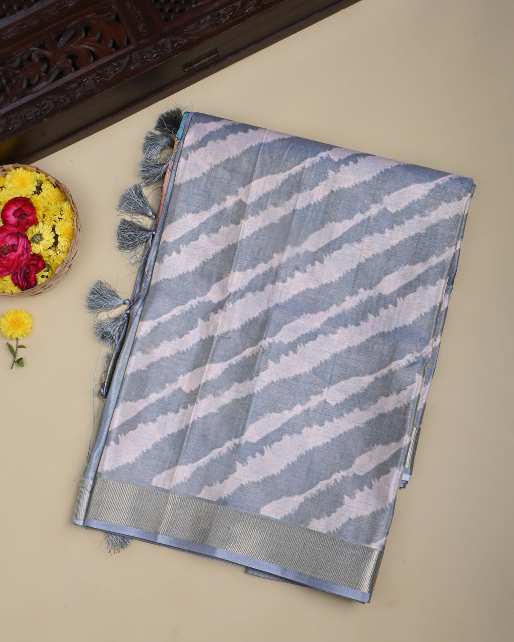 Silver Color Tissue Saree