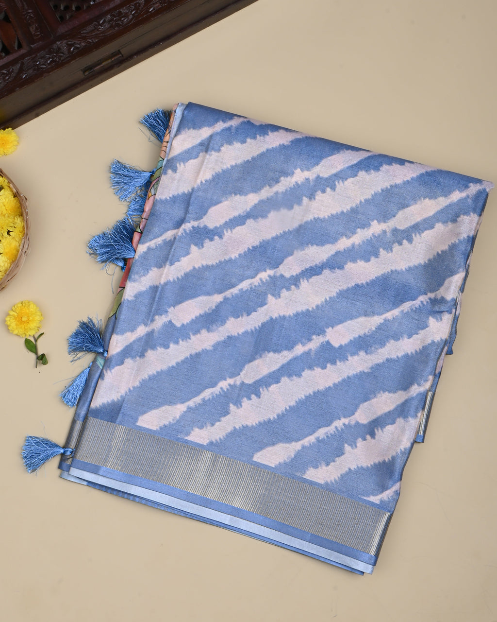 Ferozi Color Tissue Saree