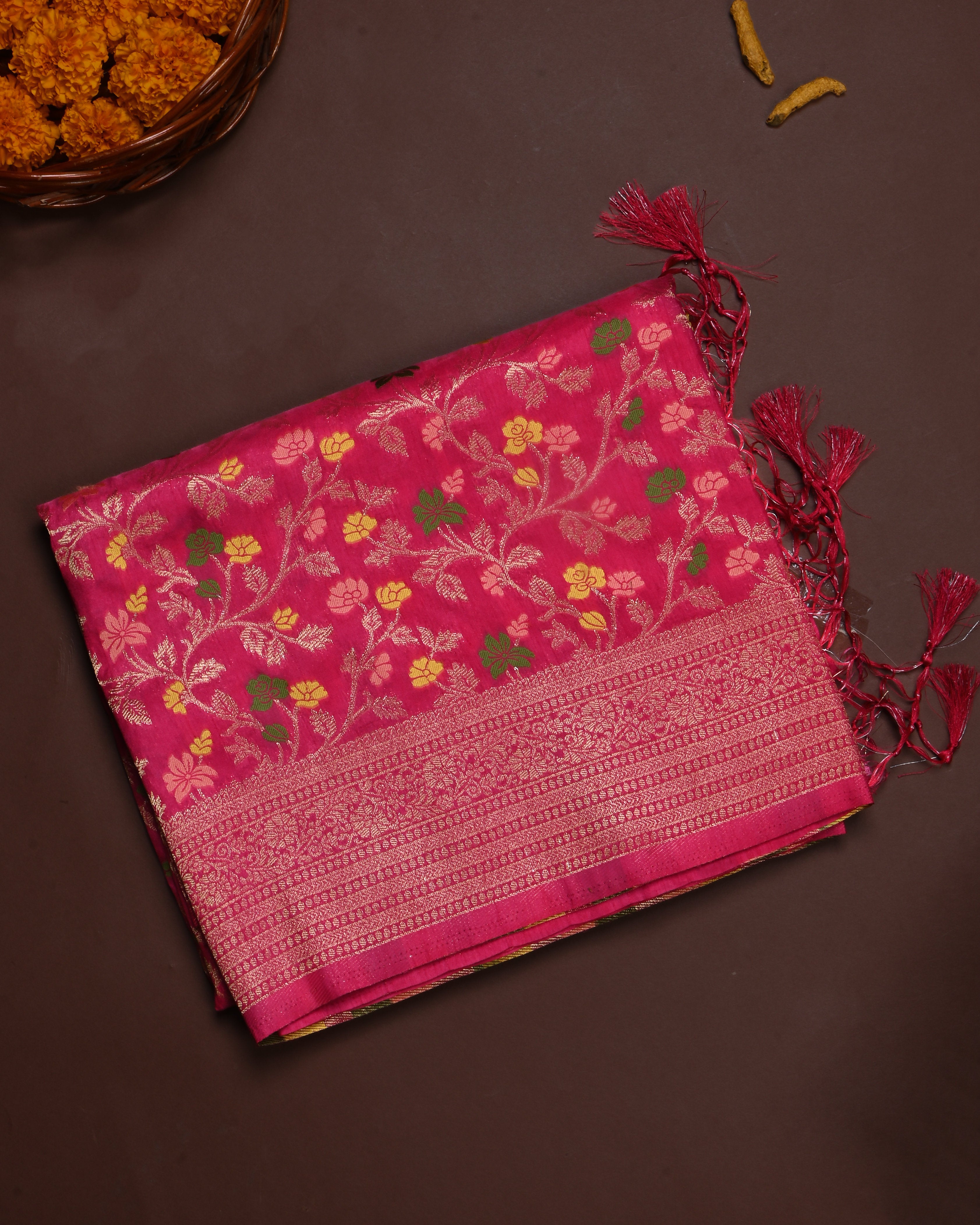 Pink color Silk Saree