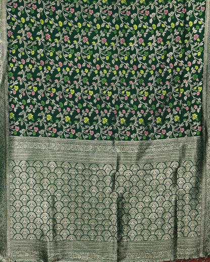 Bottle Green color Silk Saree