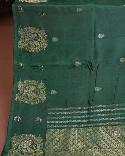 Bottle Green Color Silk Saree