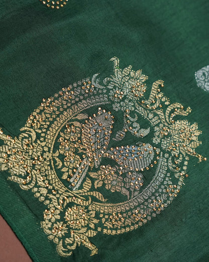 Bottle Green Color Silk Saree