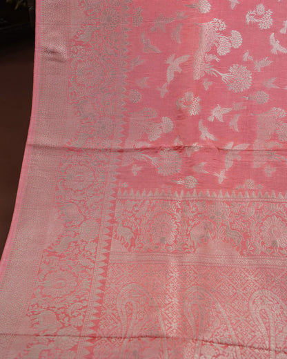 Coral Pink Color Silk Saree