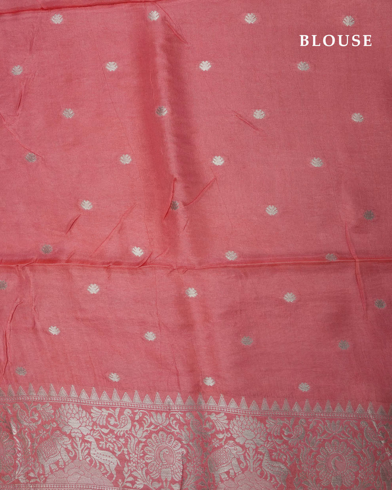 Coral Pink Color Silk Saree